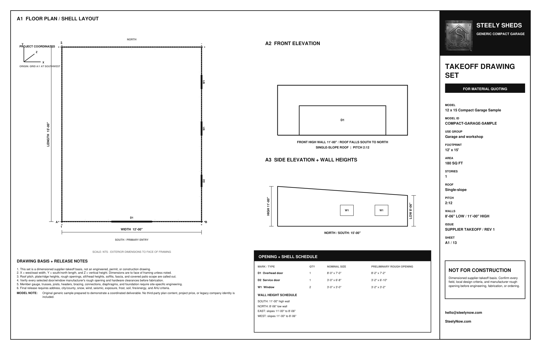Compact garage roof and takeoff-basis drawing sheet
