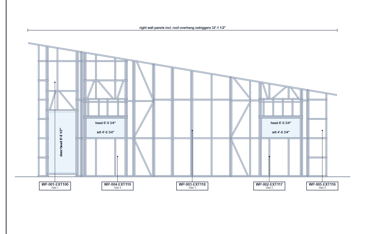 Actual right-wall panel placement drawing excerpt