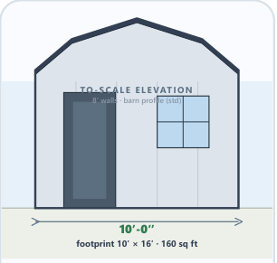 10 × 16 Lofted Storage Shed catalog elevation