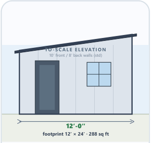12 × 24 Workshop Shed catalog elevation