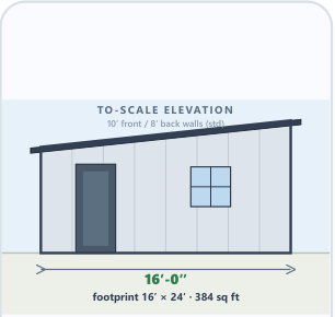 16 × 24 Shop / Lean-To catalog elevation
