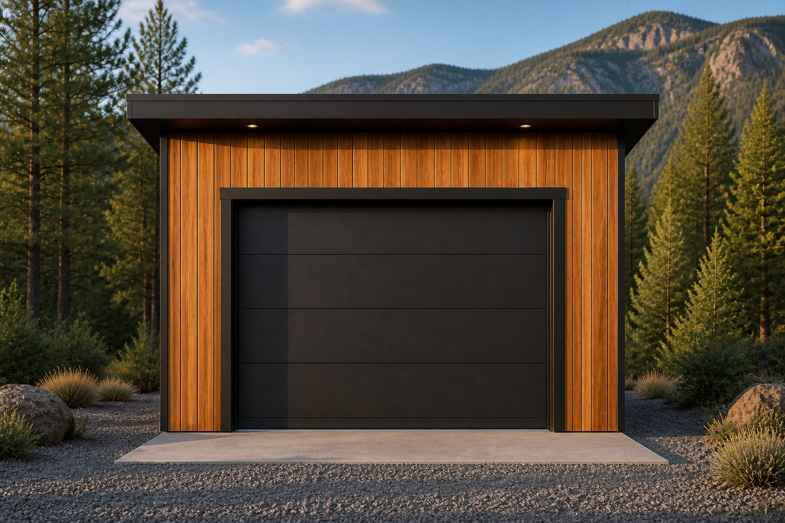 Finished compact garage front elevation