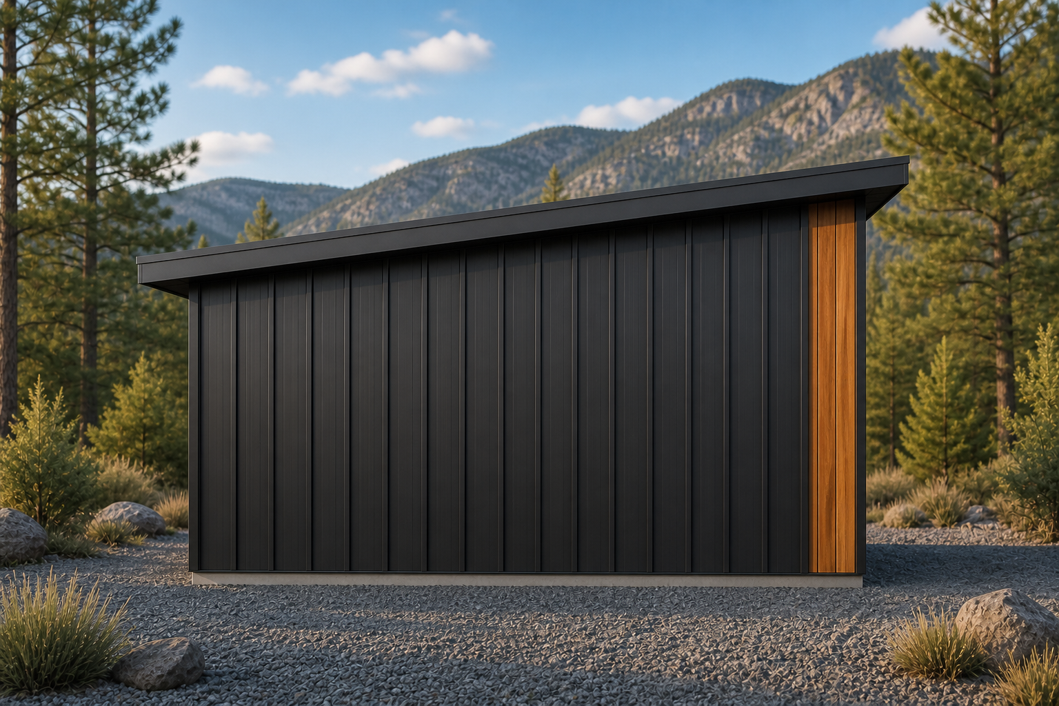Finished compact garage left elevation